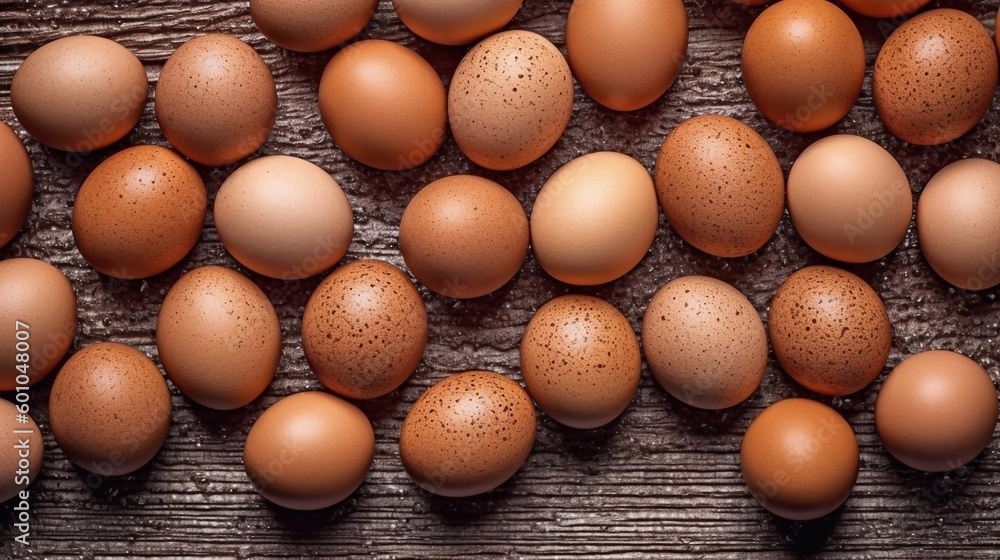 Chicken eggs seamless background. Top view, AI generated Chicken eggs seamless background. Top view, AI generated
