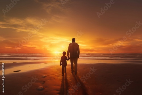 A father and his child spending time together. Father s Day graphic illustration  Generative Ai