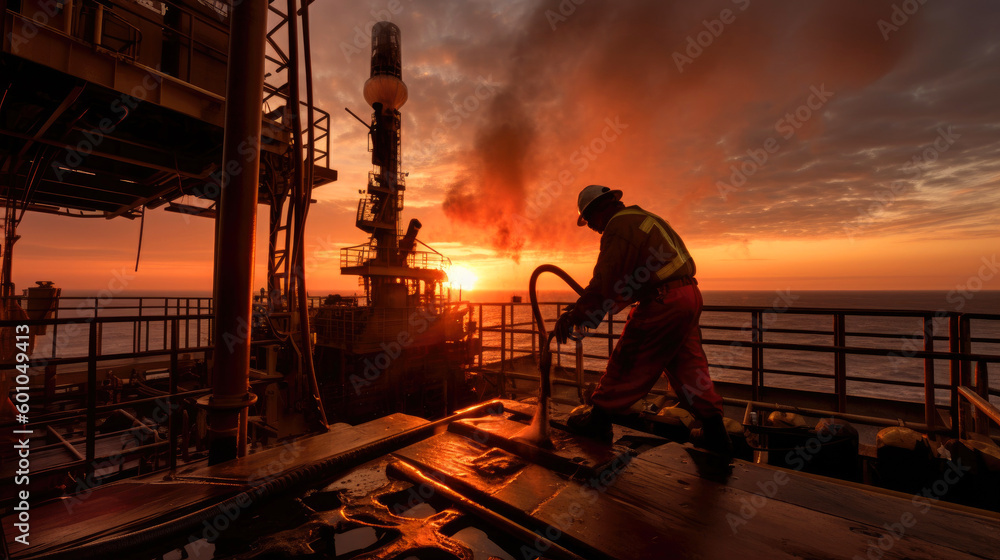 Oil rig worker. Generative ai Oil rig worker. Generative ai