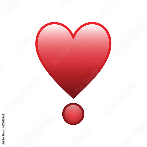Red heart emoji vector illustration, red heart clip art design, flat design heart.