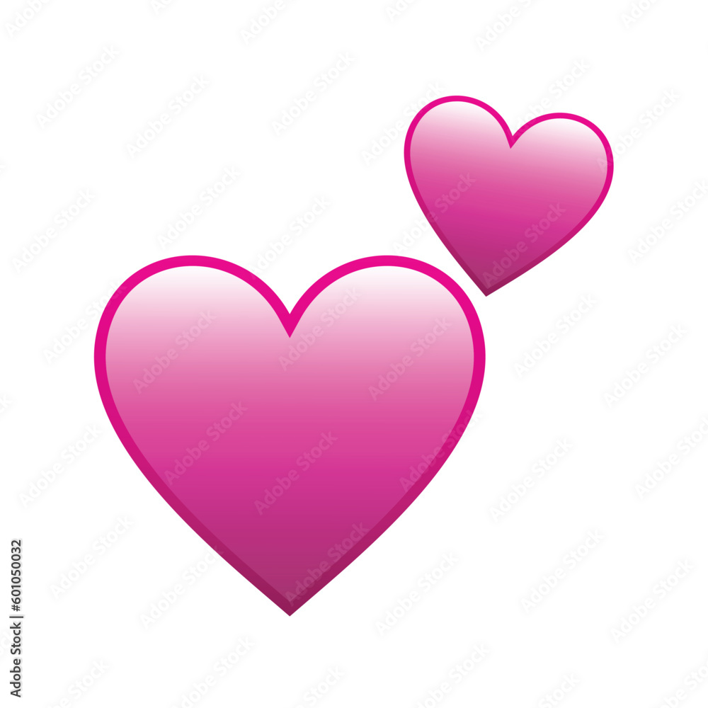 Pink hearts emoji vector illustration, red heart clip art design, flat design heart.
