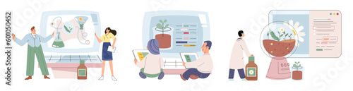 Homeopathy and herbal remedies set. Medical research laboratory diagnostics. Homeopathic treatment and phytotherapy. Traditional herb recipes of alternative medicine. Medicine pharmacy. Herbal pills