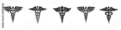 Papier peint Caduceus snake icons set