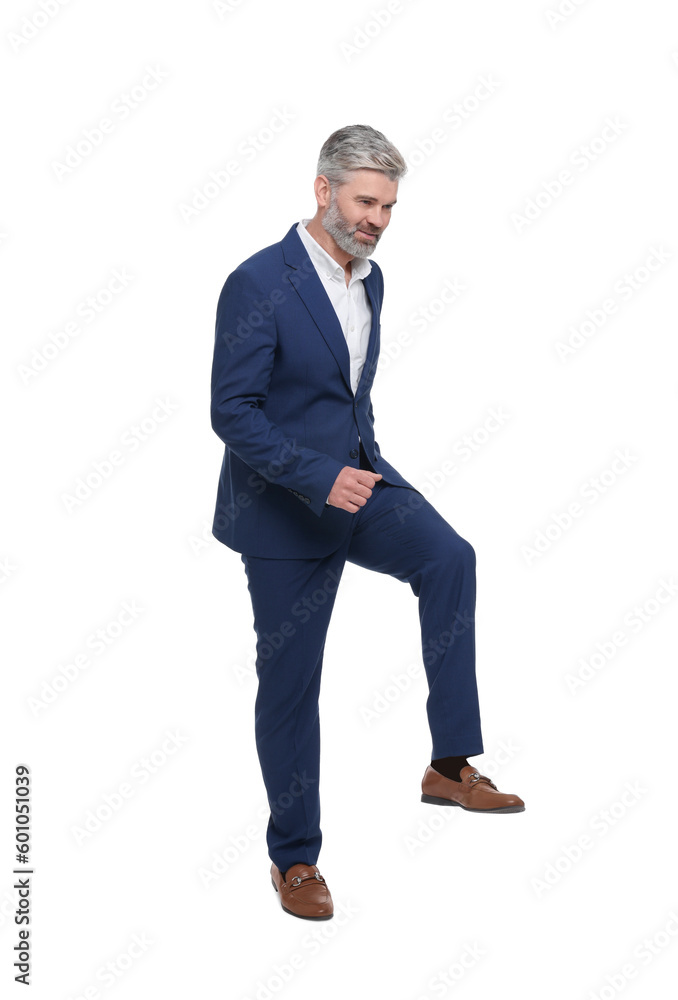 Mature businessman in stylish clothes posing on white background Mature businessman in stylish clothes posing on white background