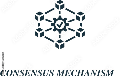 Consensus mechanism icon. Monochrome simple sign from blockchain collection. Consensus mechanism icon for logo, templates, web design and infographics.
