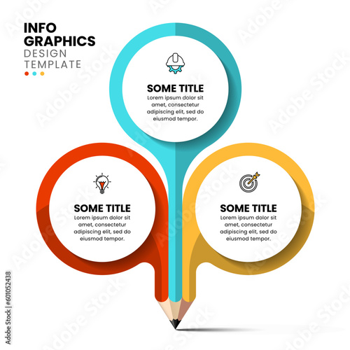 Infographic template. Educational concept. Pencil with 3 steps