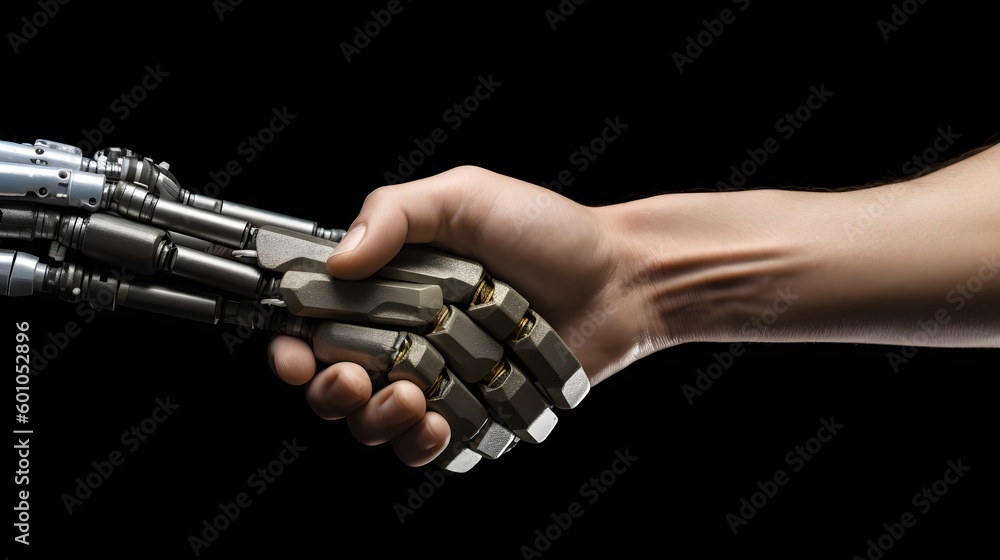Naklejka premium Partnership between Humans and Artificial Intelligence