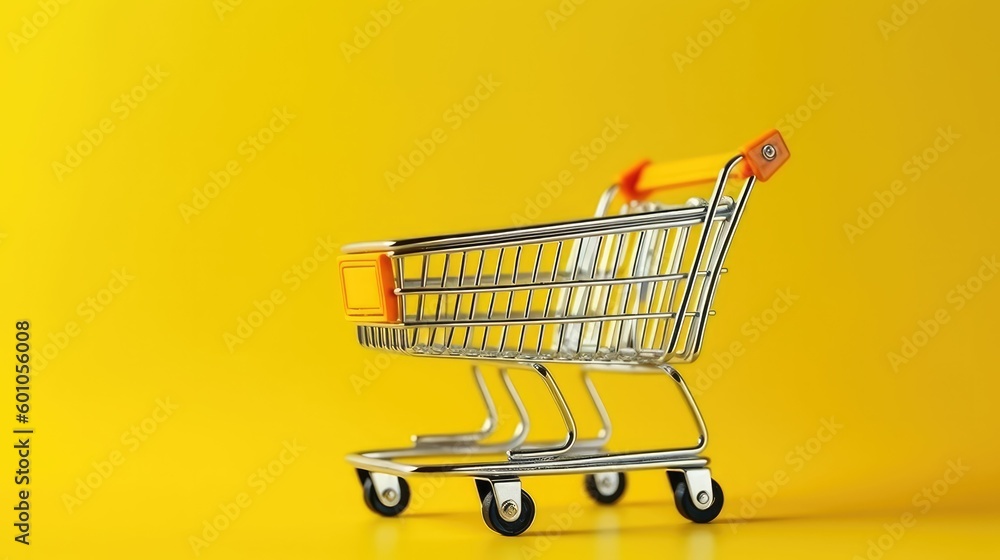 custom made wallpaper toronto digitalShopping concept with shopping cart on yellow background