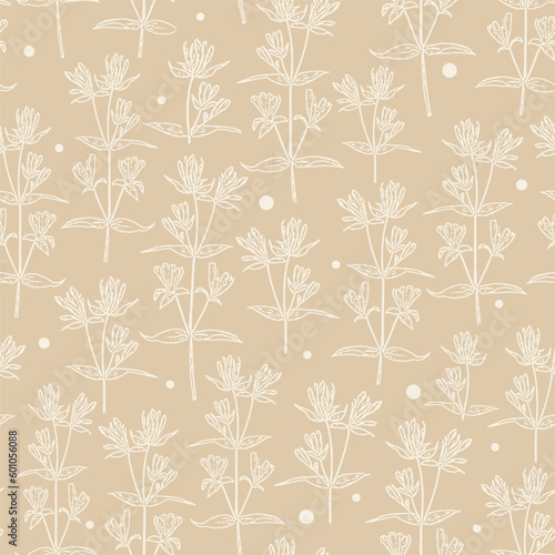Wallpaper Mural Vector seamless pattern ink clover shamrock wild field flower. Torontodigital.ca