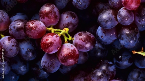 Close up grapes background with ai generative