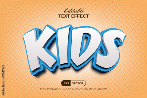 Kids 3D Text Effect Blue Style. Editable Text Effect.