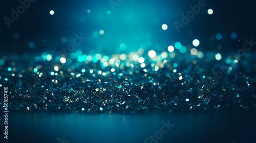 Beautiful abstract blue shiny light and glitter background. Generative Ai Edited