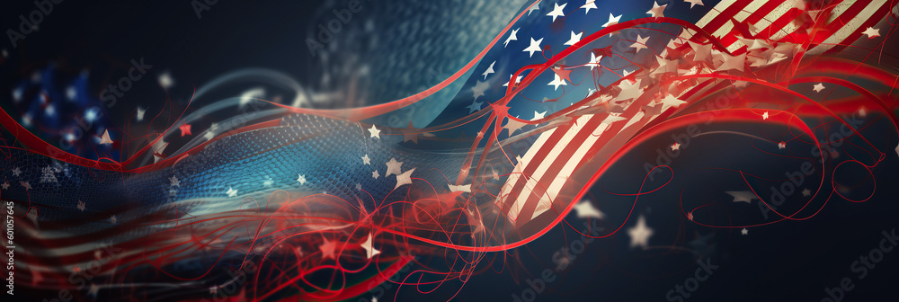 Ai generated illustration of symbol or icon of flag of the USA dark background Ai generated illustration of symbol or icon of flag of the USA dark background