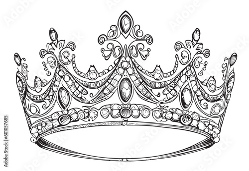 Tiara hand drawn sketch in doodle style illustration