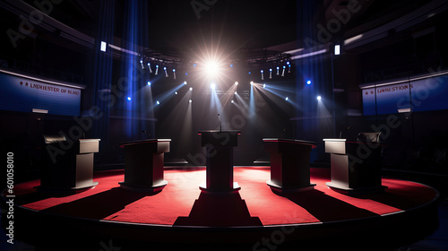 Ai generated illustration of  USA Presidential debate on the stage concept.