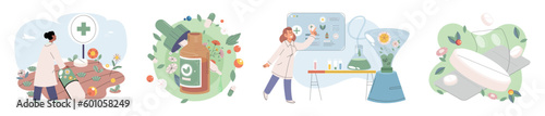 Scientist study research liquid medicine from natural herbal. Medical marijuana research. Modern and traditional medical, Alternative organic herbal drug and chemical medicine. Homeopathy healthcare