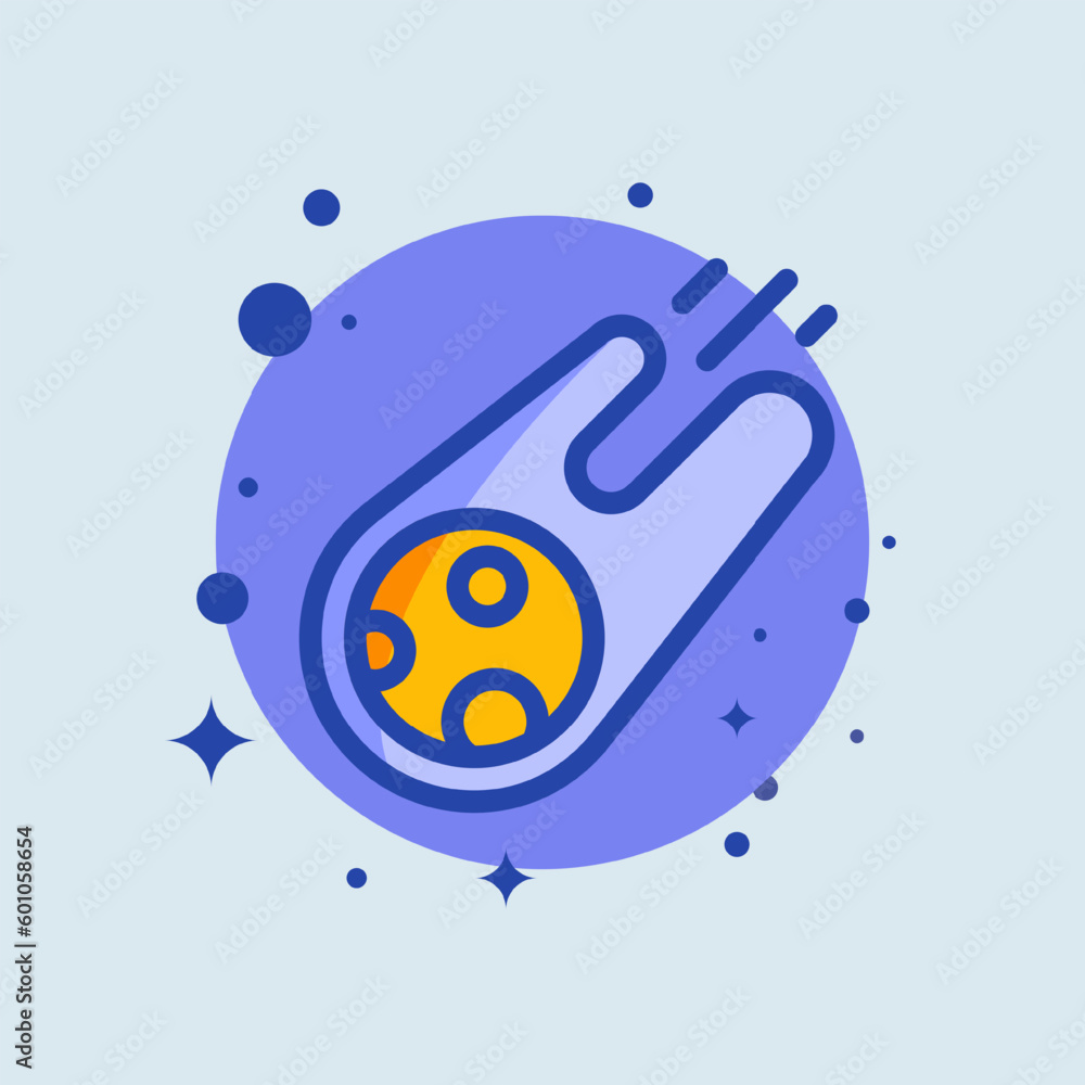 Naklejka premium Comet flat illustration. Meteorite signs vector illustration.