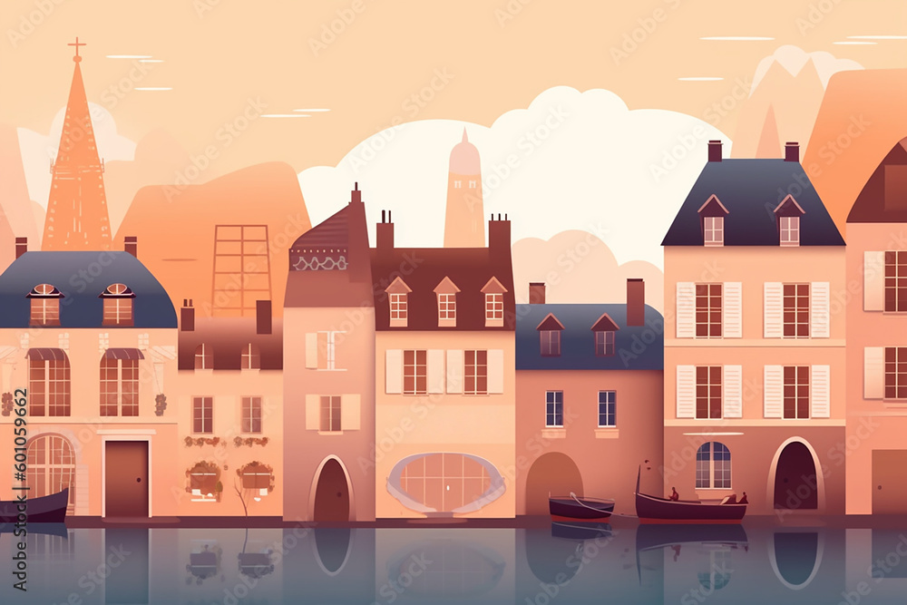 Fototapeta premium Picture of Venice, cartoon style. Generative AI