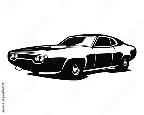 car plymouth gtx 1970 white background isolated side view. best for logos  badges  emblems  icons  available in eps 10.