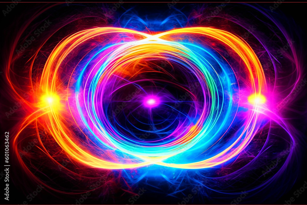 colored glowing high energy singularity in space, computer generated abstract background. Generative AI colored glowing high energy singularity in space, computer generated abstract background. Generative AI