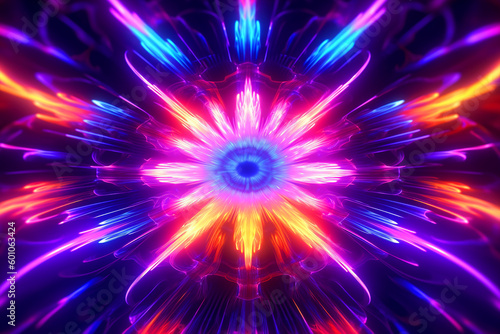  colored glowing high energy singularity in space, computer generated abstract background. Generative AI 