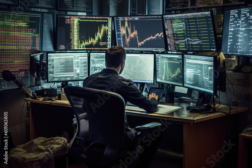 Traders Working on a Computers with Multi-Monitor