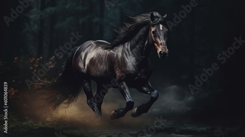 Black horse in the field © Nikola