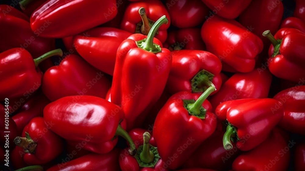 Fresh red bell pepper background with ai generated