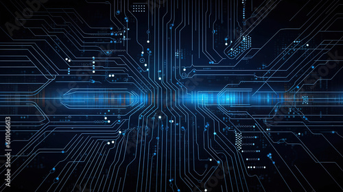 Abstract technology circuit board illustration. Generative AI. © Absent Satu