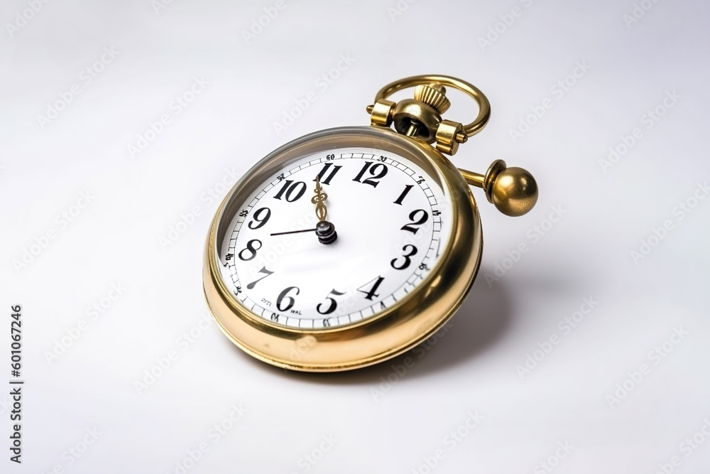 golden alarm clock on a white background. Created with Generative AI Technology golden alarm clock on a white background. Created with Generative AI Technology