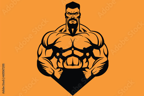 black illustration of a bodybuilder vector