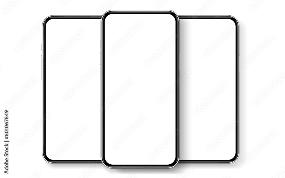 3D realistic high quality smartphone mockup with isolated background. Smart phone mockup collection. Device front view. 3D mobile phone with shadow on white background. 3D realistic high quality smartphone mockup with isolated background. Smart phone mockup collection. Device front view. 3D mobile phone with shadow on white background.