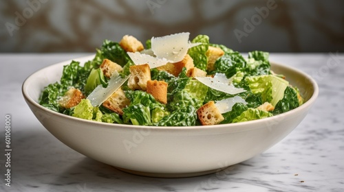 Bowl of caesar salad with sauce