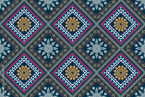 Ethnic Figure aztec embroidery style. Geometric ikat oriental traditional art pattern.Design for ethnic background,wallpaper,fashion,clothing,wrapping,fabric,element,sarong,graphic,vector illustration