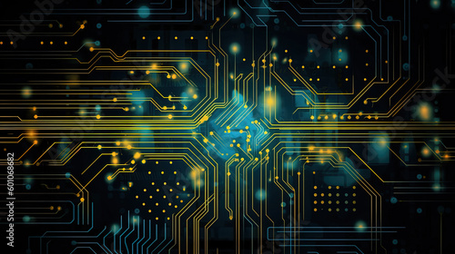 Abstract technology circuit board illustration. Generative AI.