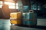 baggage departure suitcase flight business bag air transportation terminal travel. Generative AI.
