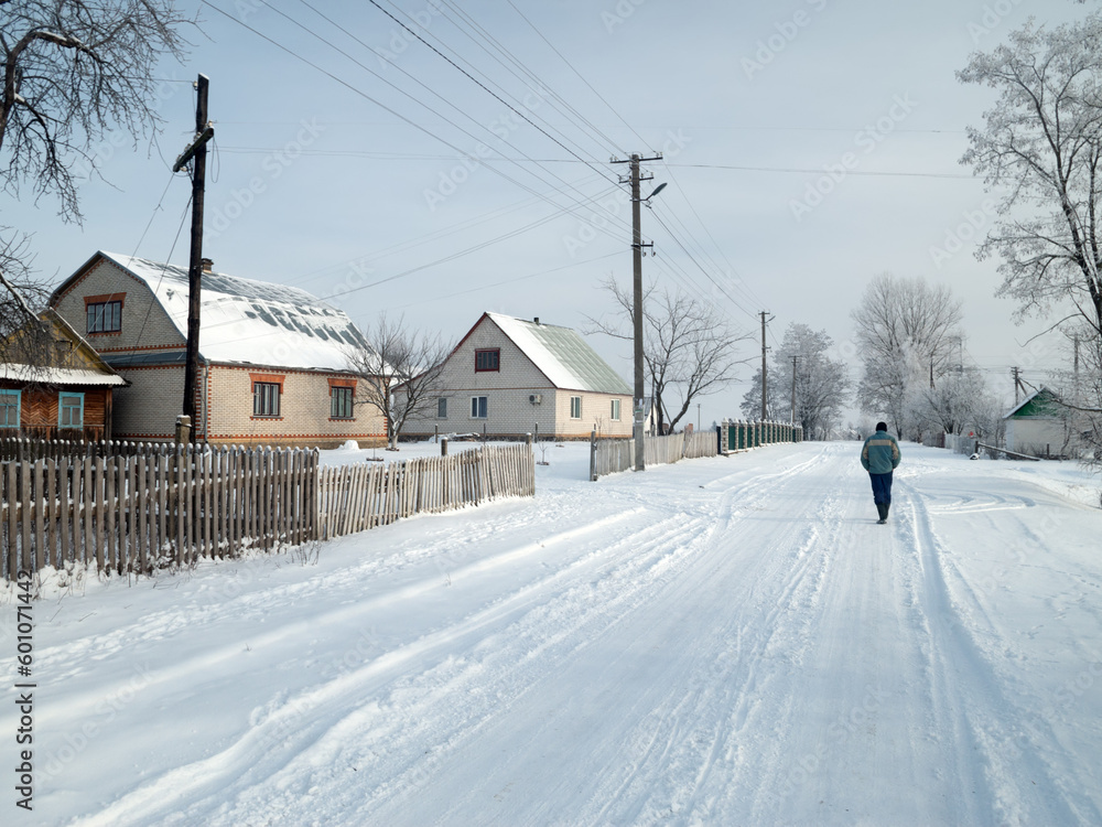 Russian village in winter.
