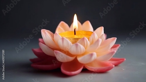 lotus flower candle for wesak day celebration. generative ai