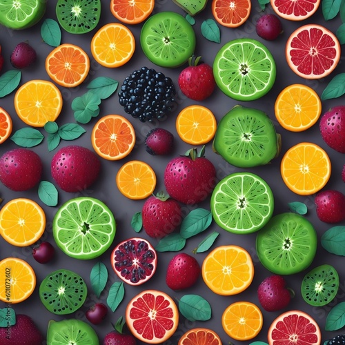 background of colorful fruit created with Generative AI technology