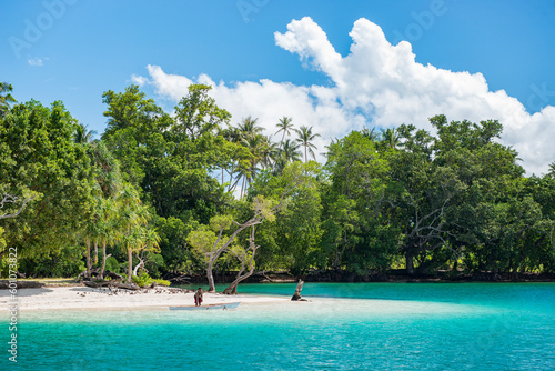 Tropical view beach and sea Duke of York island in Papua New Guinea