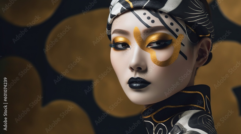 Illustration of a woman and abstract art, AI Generated Illustration of a woman and abstract art, AI Generated