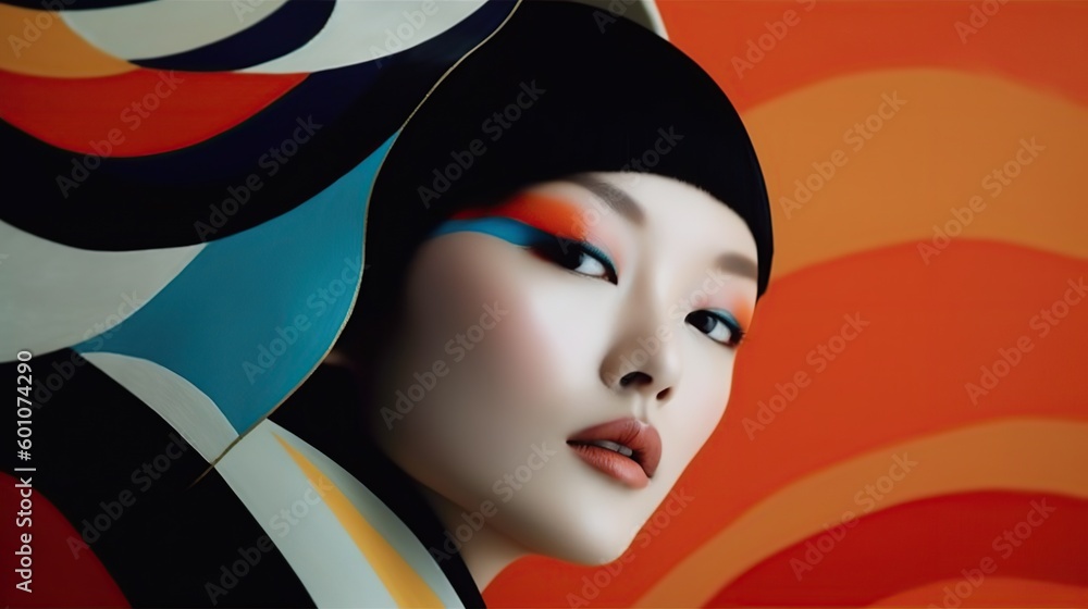 Illustration of a woman and abstract art, AI Generated Illustration of a woman and abstract art, AI Generated