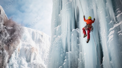 Climber on ice mountain