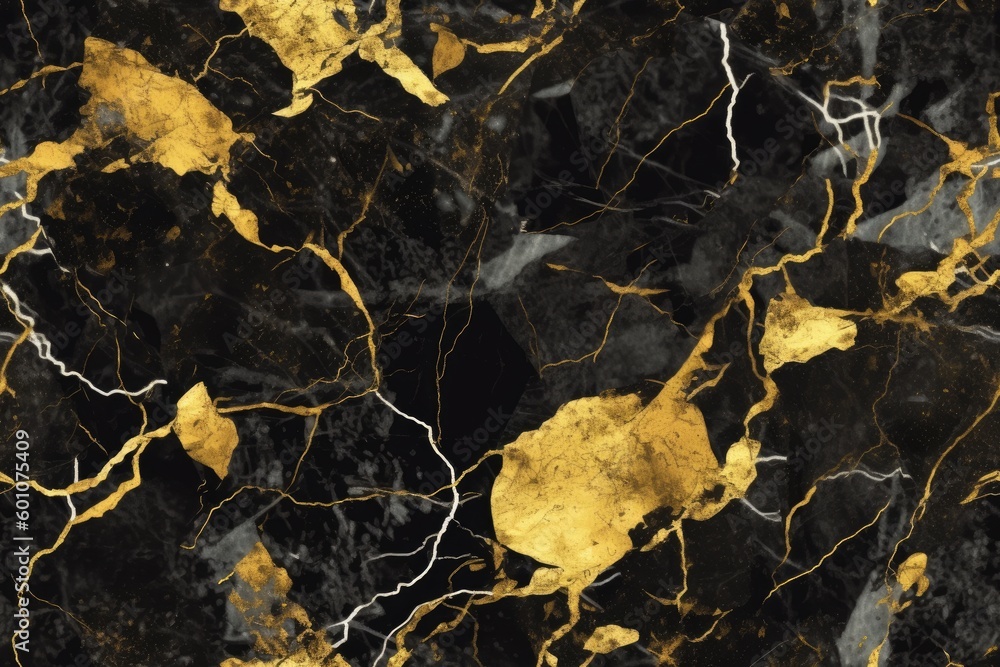 Seamless Gold and black marble pattern