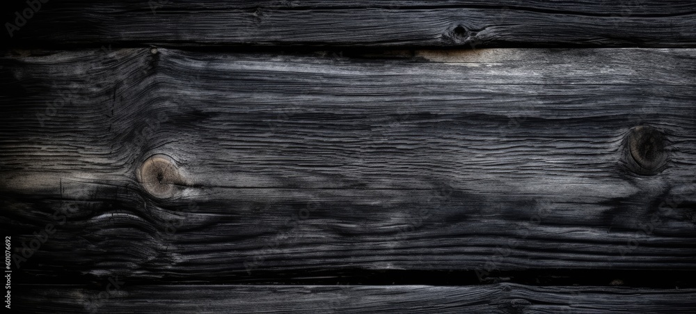 Wood black background, dark wooden abstract texture. Generative AI.
