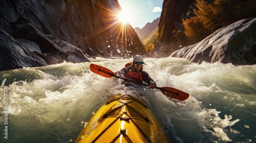kayaking in the rapids
