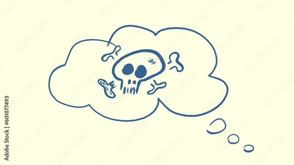 Totenkopf in Gedankenblase, Skull, Cloud, Notiz, Handschrift, Skizze, Scribble Totenkopf in Gedankenblase, Skull, Cloud, Notiz, Handschrift, Skizze, Scribble
