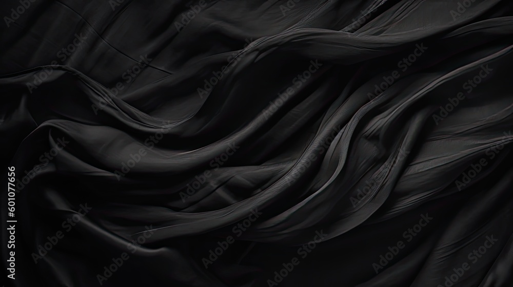 Fototapeta premium Black abstract background. Black fabric texture background. Generative AI.
