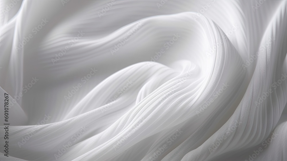 Fototapeta premium White abstract fabric background. Durable fabric texture background. Ribbed fabric with soft pleats. Generative AI.