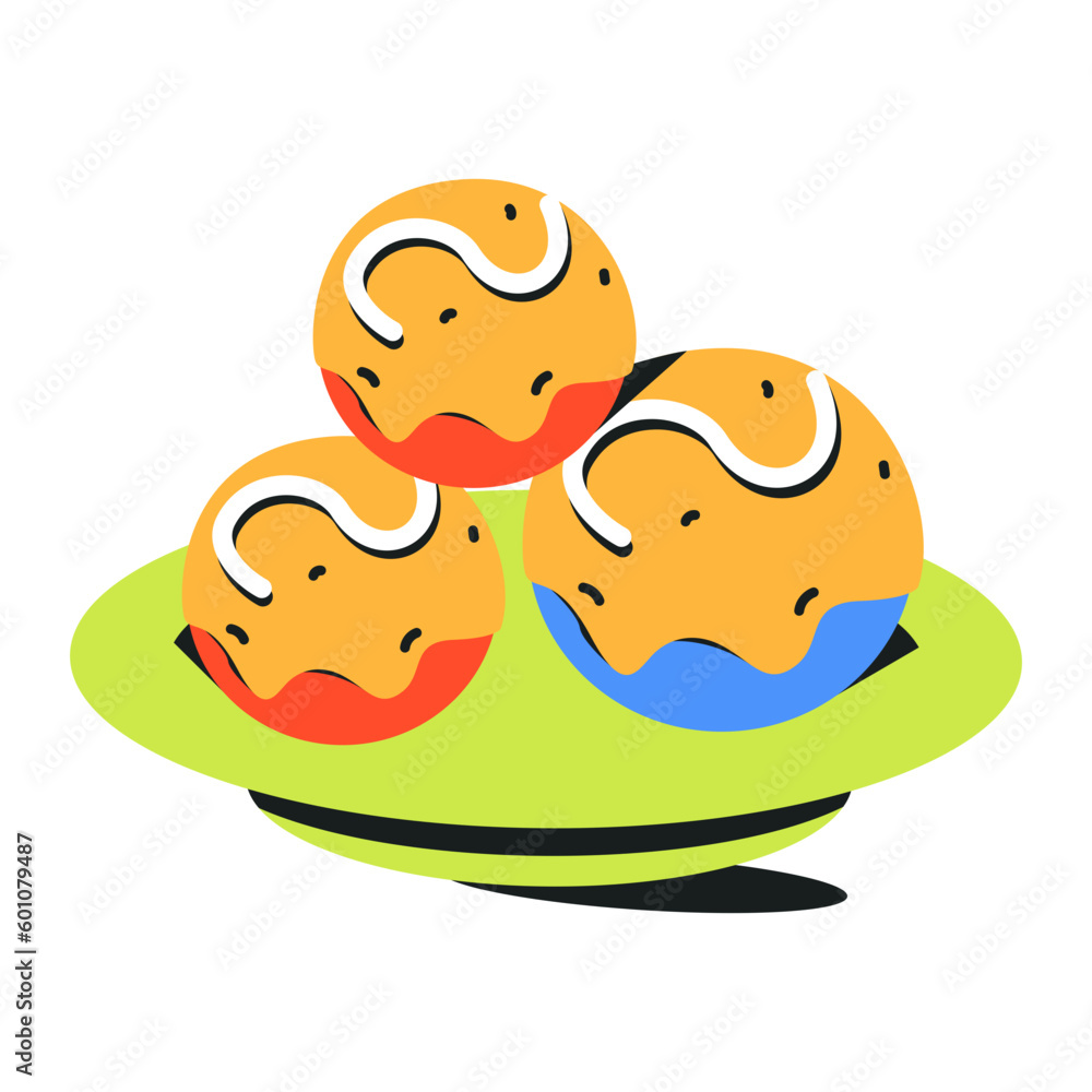 Takoyaki flat icon, editable design Takoyaki flat icon, editable design